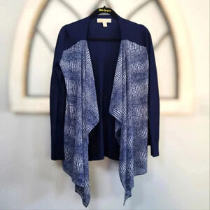 MICHAEL KORS Navy Chiffon Front Cardigan Sz M
